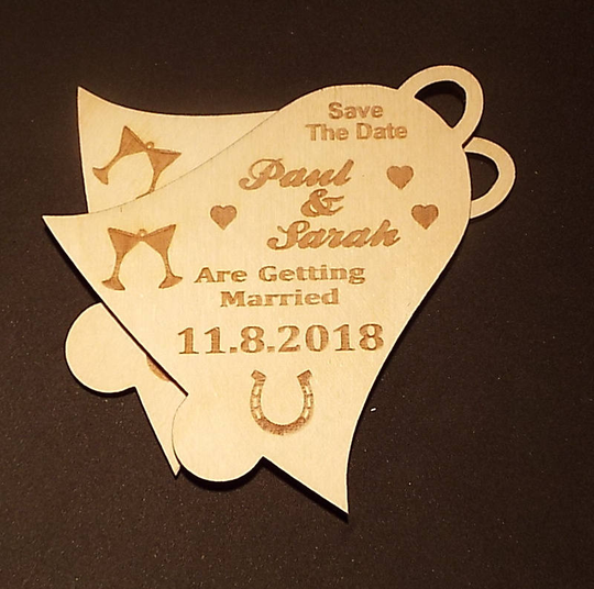 Save The Date Wooden Fridge Magnet Wedding Favour Bell Shaped
