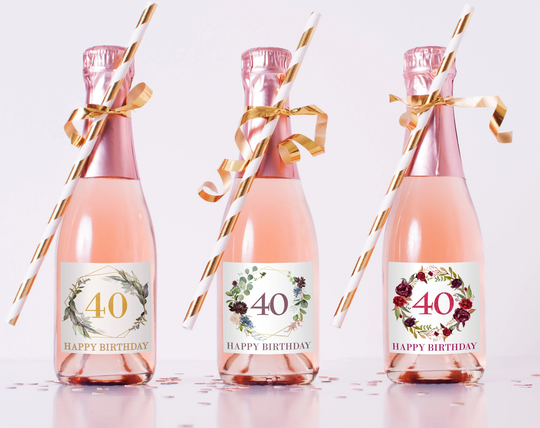 Mini Champagne Bottle Labels - 40Th Birthday Decoration Gifts For Women Party Favors