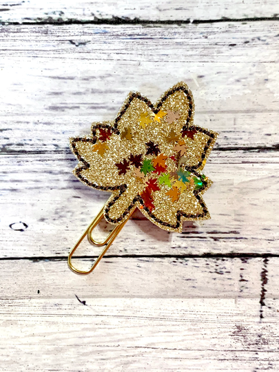 Fall Leaves Paperclip, Planner Clip, Glitter Paperclip Bookmark, Feltie Thanksgiving Bookmark Journal