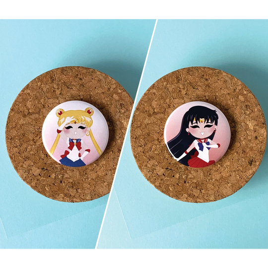 Sailor Scouts Button Or Magnet | Moon Mars Badges Bag Buttons Kawaii Cute Accessories