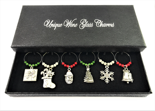Christmas Time Design Glass Charms By Libby's Market Place