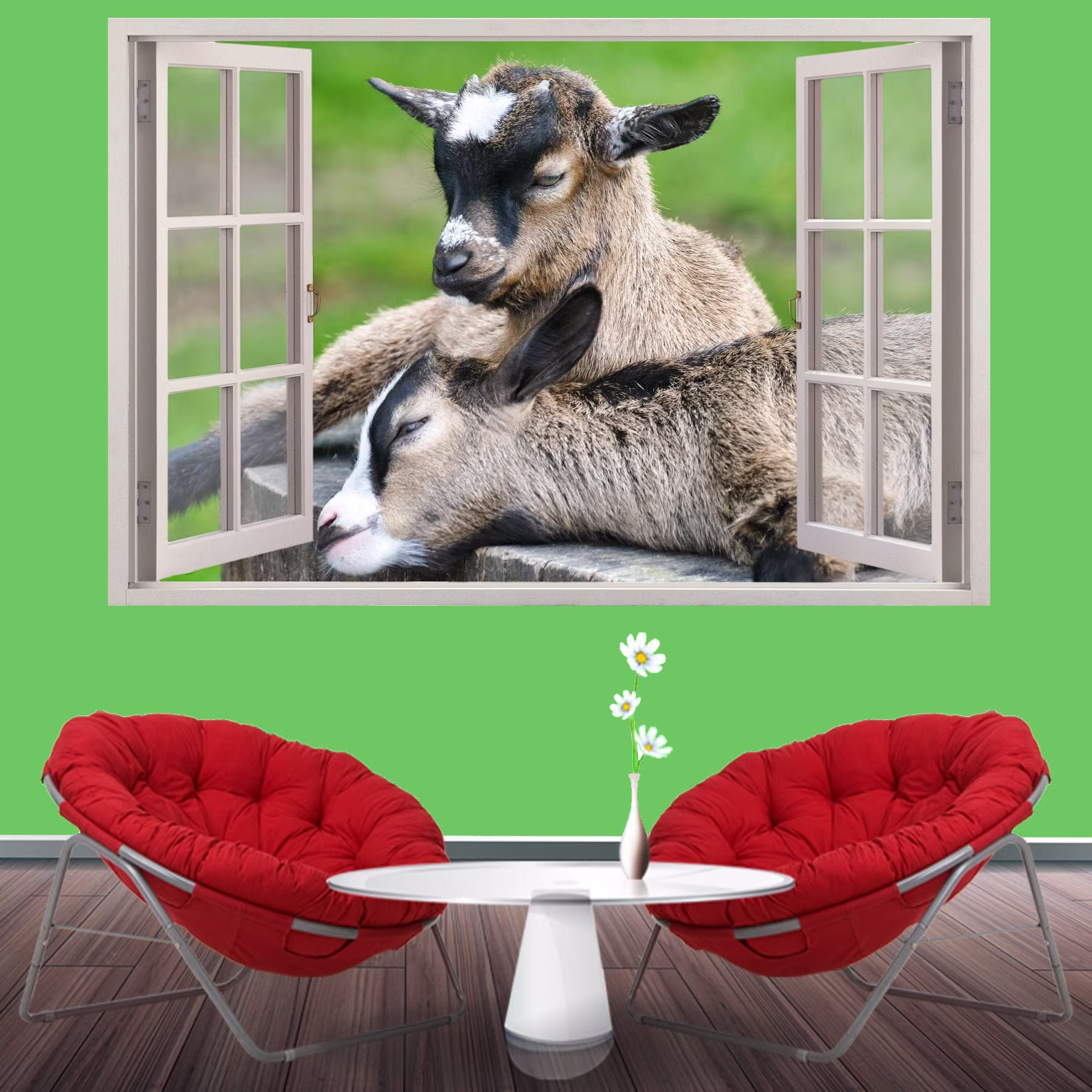 Farm Animals Cute Baby Goat Wall Sticker Art Poster Mural Transfer Decal Print Kids Living Room Home Nursery Office Shop Decor Id283