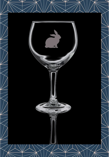 Bunny Rabbit Engraved Balloon Gin Glass. Beautiful Etched Personalised With Name. Design Won't Wear Off Like Vinyl.145
