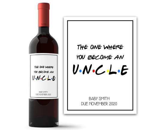 Uncle Pregnancy Announcement - Baby Aunt & Reveal Birth Custom Wine Labels