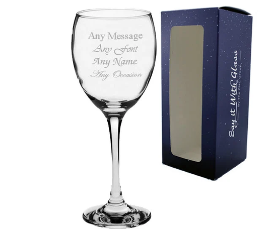 Personalised Engraved Red Wine Glass - Engrave With Any Message Of Your Choice Perfect For Birthdays, Mothers Day, Weddings & More