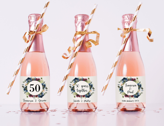 Mini Champagne Bottle Labels - 50Th Anniversary Party Favors Ideas Wedding Decorations