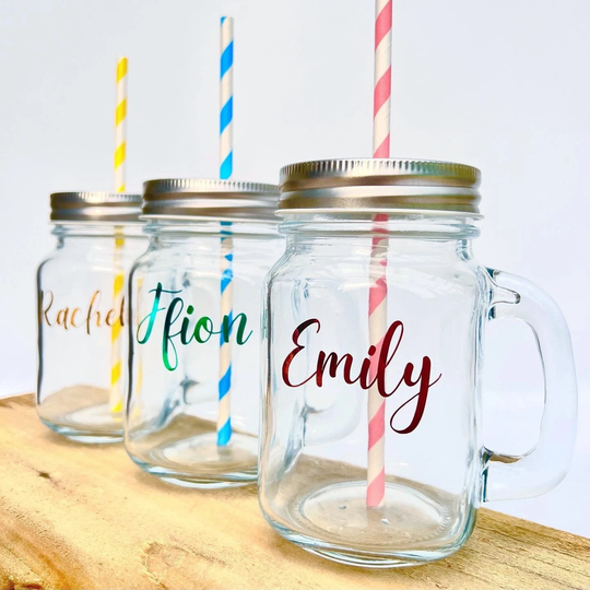 Personalised Drinks Jar | Mason Custom Jam Glasses For Wedding Hen Party Bridal Shower Mementos