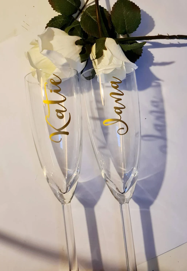 Vinyl Stickers, For Champagne Flutes, Wine Glass Vinyl. Diy Wedding Vinyl, Decals, Stickers. Labels