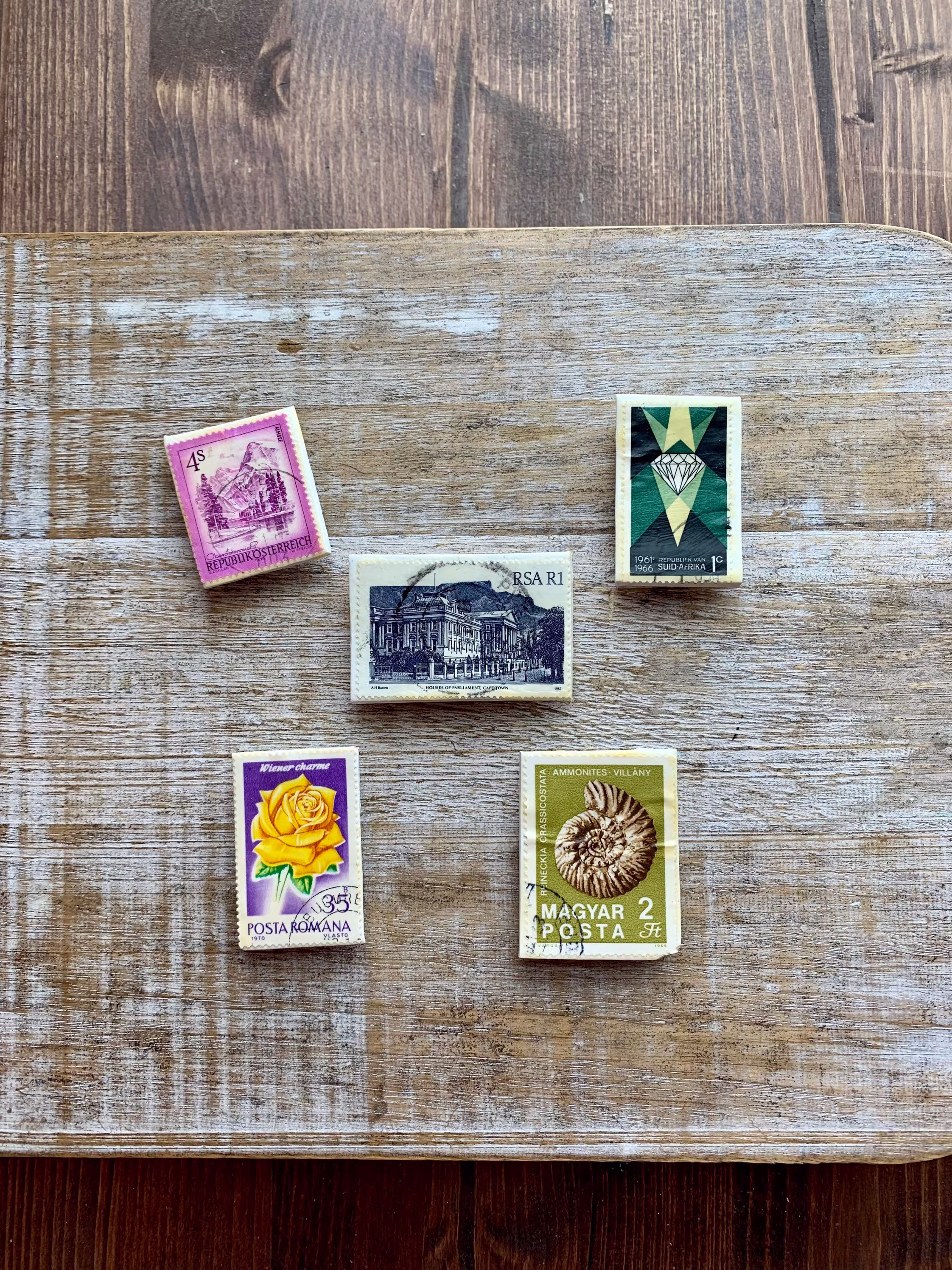 Postage Stamp Magnets Vintage Refrigerator Fridge Magnet Set