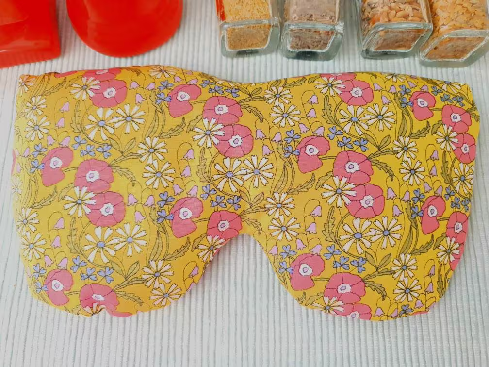 Floral Microwave Eye Pillow, Organic Oversized Lavender, Chamomile, Unscented Eyemask, Reusable Eyecare Gift, Wellbeing, Selfcare