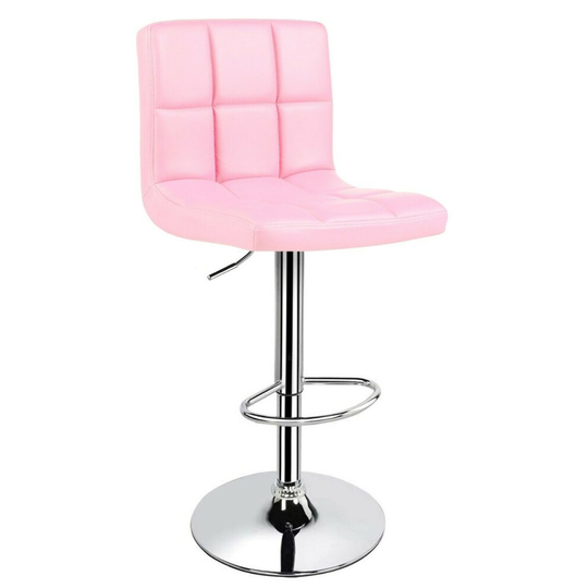 (Pink) 2 x PU Leather Swivel Gas Lift Bar Stools Kitchen,Breakfast, Pub Next Day -B109