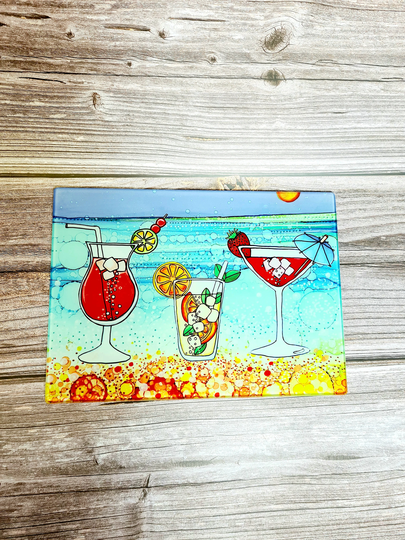 Cocktails, Tempered Glass Chopping Board, Placemats, Beach, Beach Scene, Outside, Dining, Summertime, Beach Fun