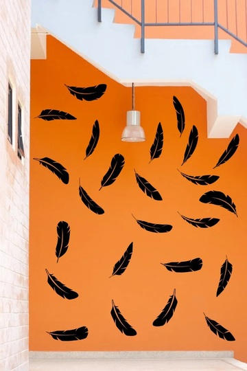 Set Of 24 Stylish Feathers - Lovely Wall, Fridge, Car, Laptop, Window Sticker Decoration