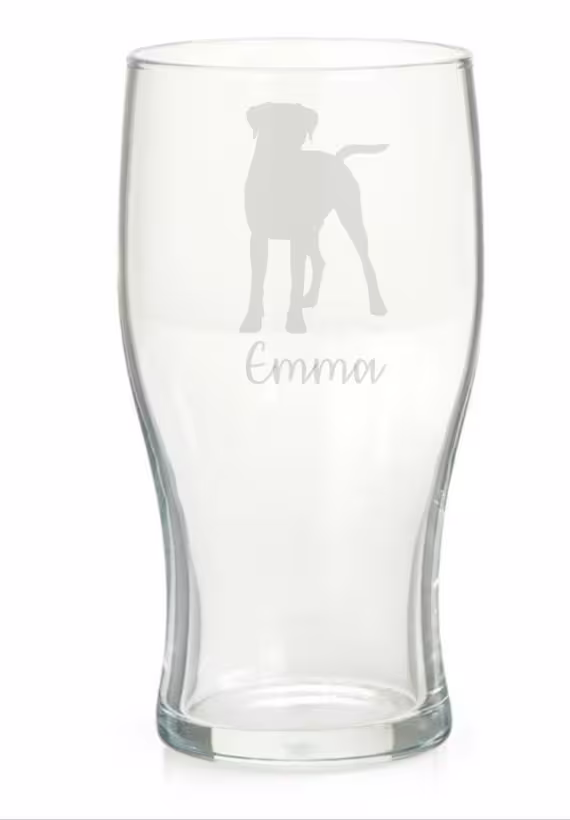 Personalised Boxer Engraved Pint Glass, Dog Gift, Gift, Boxer, Gifts For Him