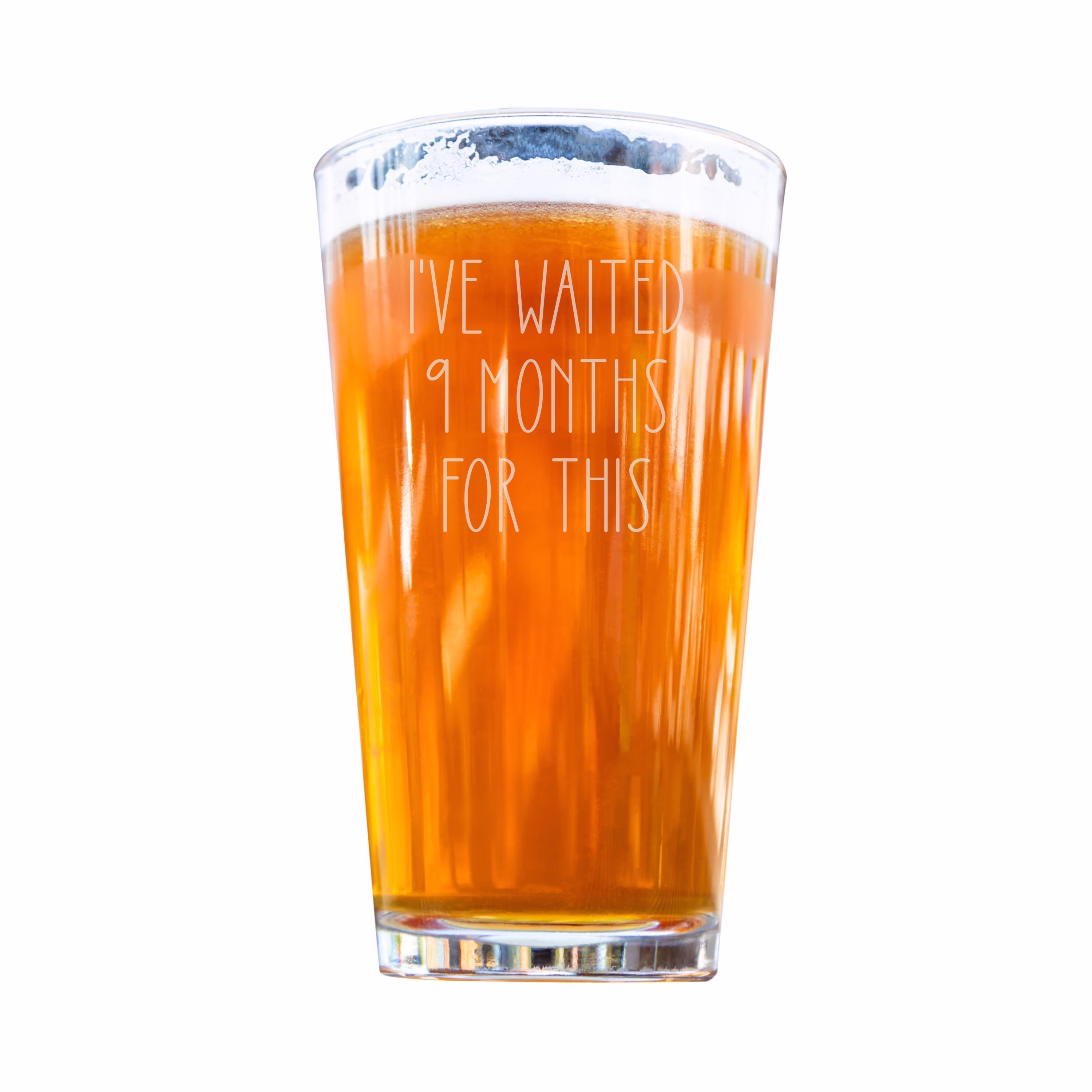 Funny New Mom Beer Gift, Gifts, Glass, First Mother's Day, Baby Shower Expecting Mother, Waited 9 Months