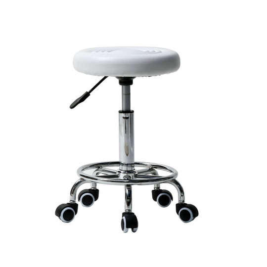Round Stool with Lines Rotation Bar Stool White