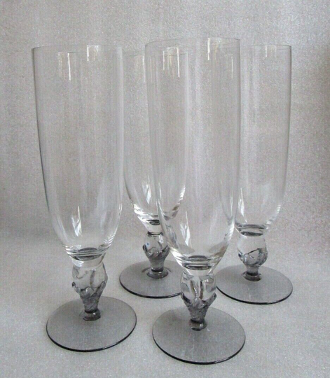 4 Retro Crystal Ball Claw Twisted Smoke Glass Stems Beer 12 Oz Cocktail Glass