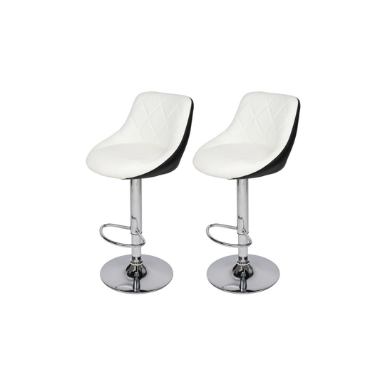 (White) 2X Bar Stools Swivel Bar Stools Gas Lift Rest Chairs Kitchen