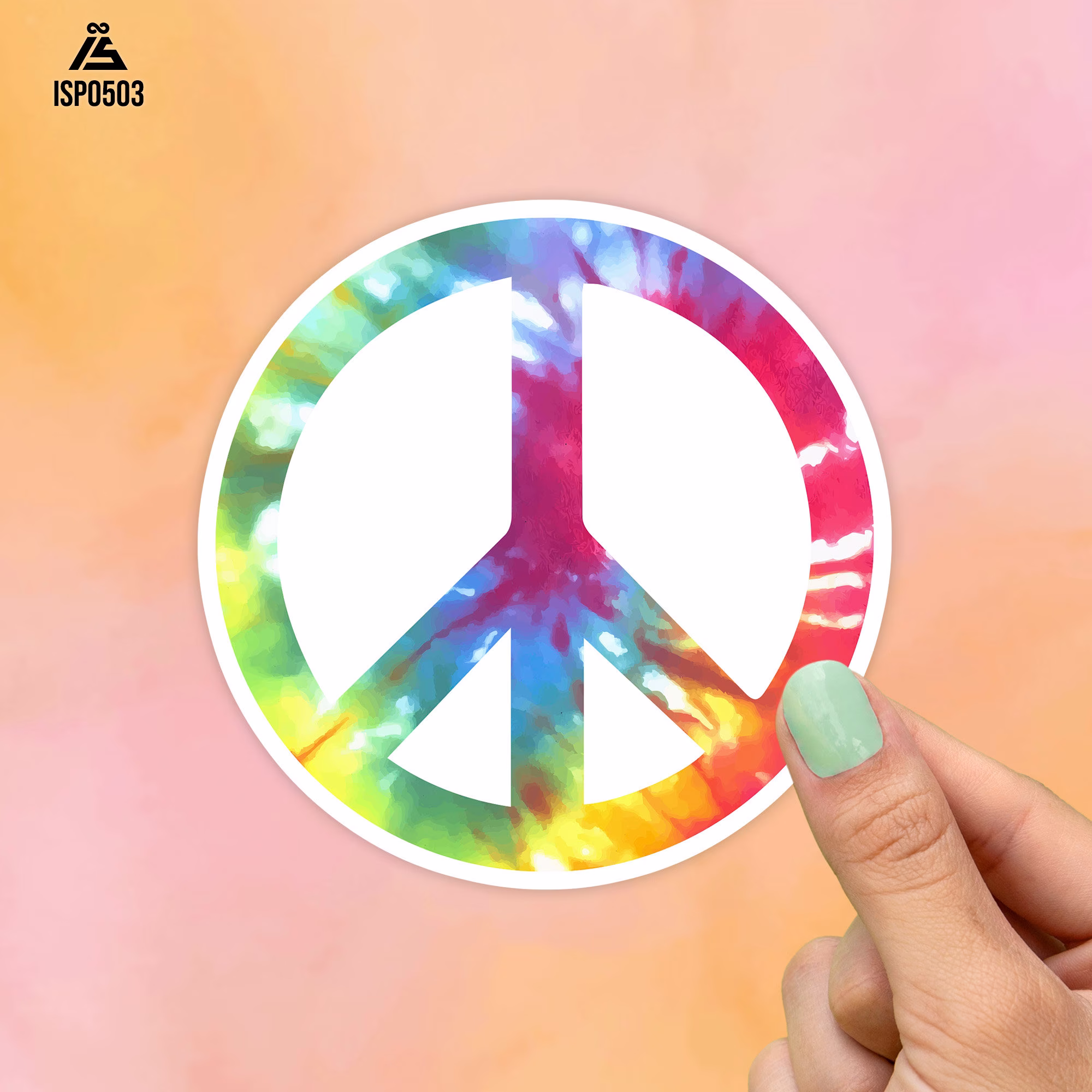 Tie Dye Peace Sign Sticker, Decal, Best Friend Gift, Cute Stickers, Macbook Laptop Water Bottle Colorful