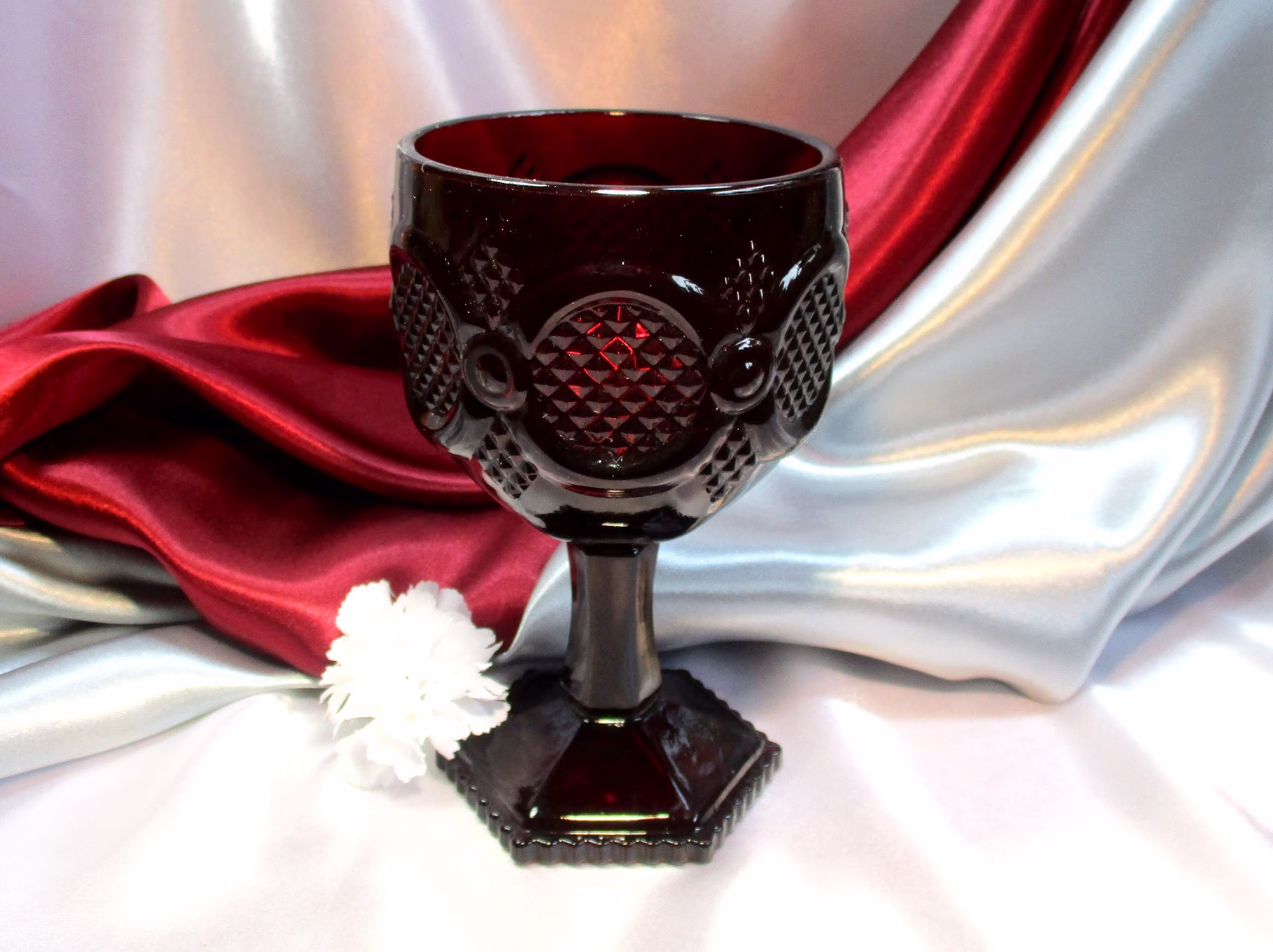 Large Altar Chalice, Vintage Ruby Red Avon 1876 Cape Cod Collection , Approx. 6