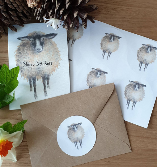 Sheep Sticker Set. Six Cute Stickers With A Sheep Theme. Stickers. Stickers Sheep. Gift. Present