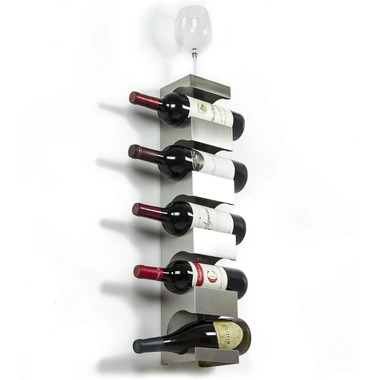 Wine Rack Wall Mounted, Wine Bottle Holder For 5 Bottles, Kitchen Organization And Wine Storage Stainless Steel