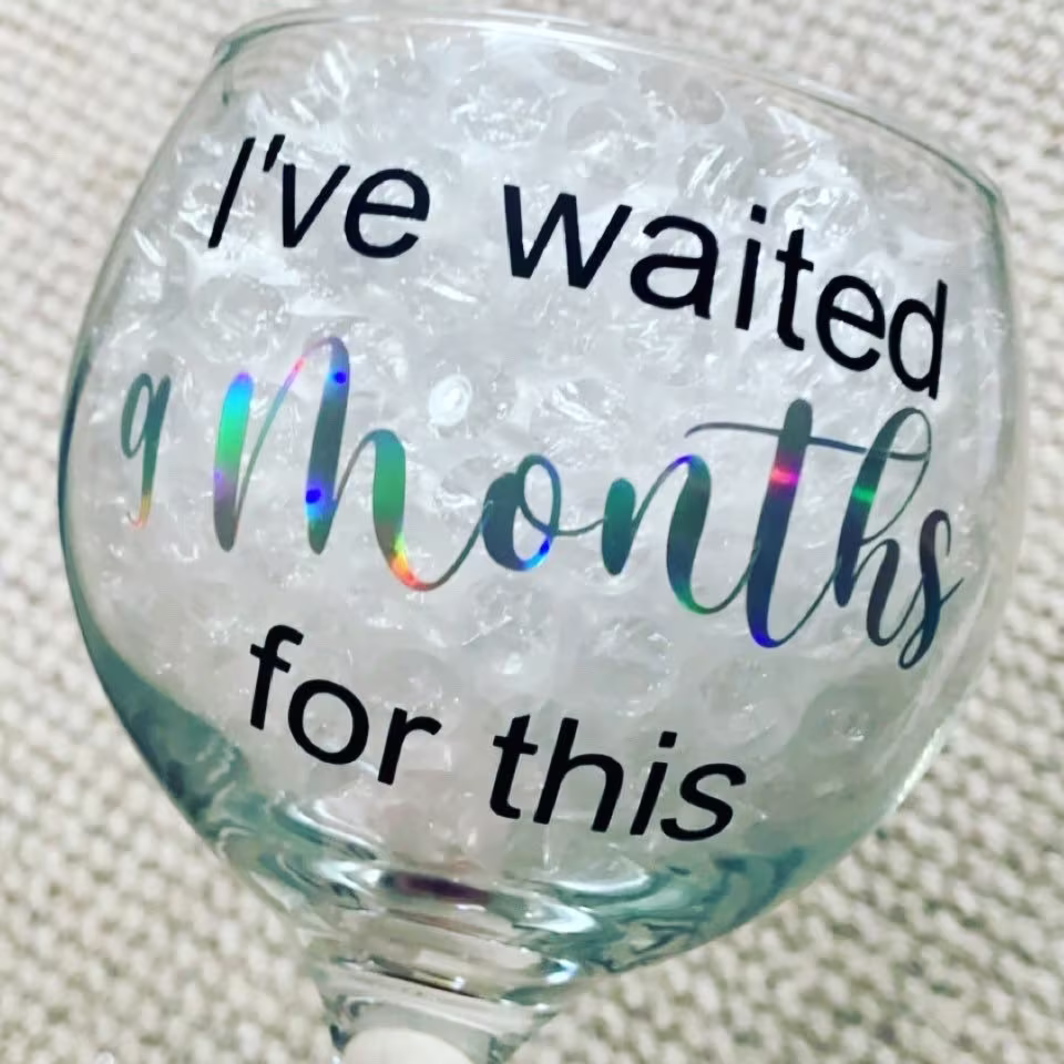 Personalised Pregnancy Gin Glass. Pregnant, 9Months, Gin, Gin Glass, Baby