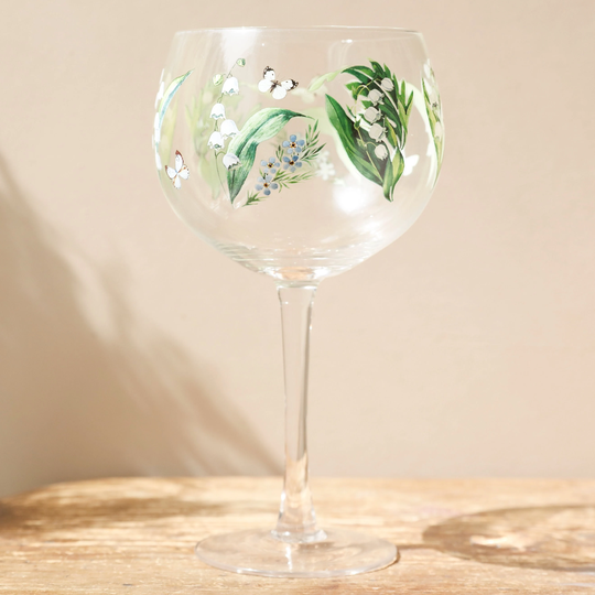 Lily Of The Valley Balloon Gin Glass Floral Goblet Glassware Barware Cocktail