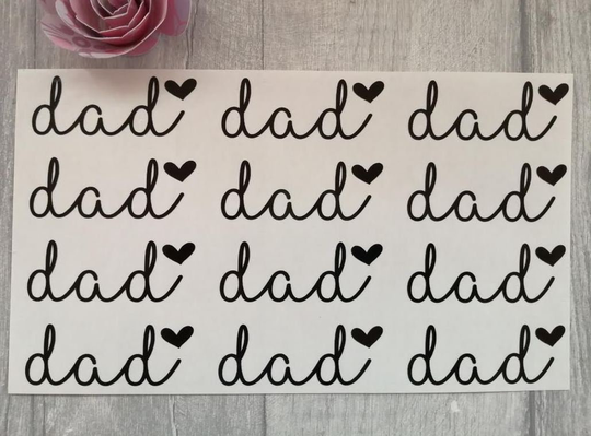 12 Dad Heart Wine Glass Bauble Mug Vinyl Decal Stickers Father's Day Diy Christmas Ornament