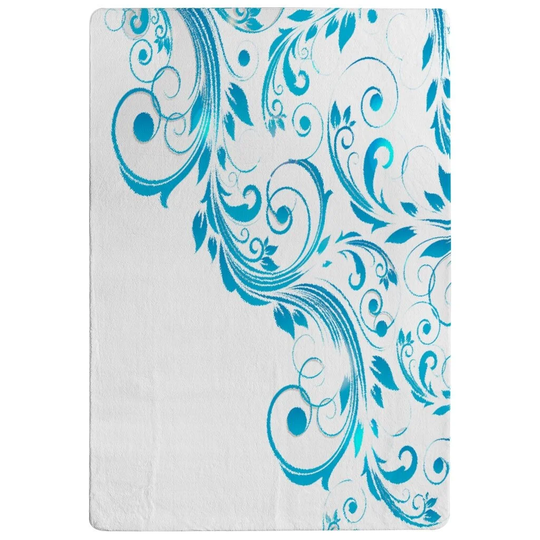 Padula Swirls Designer Shaggy Blue/White Rug