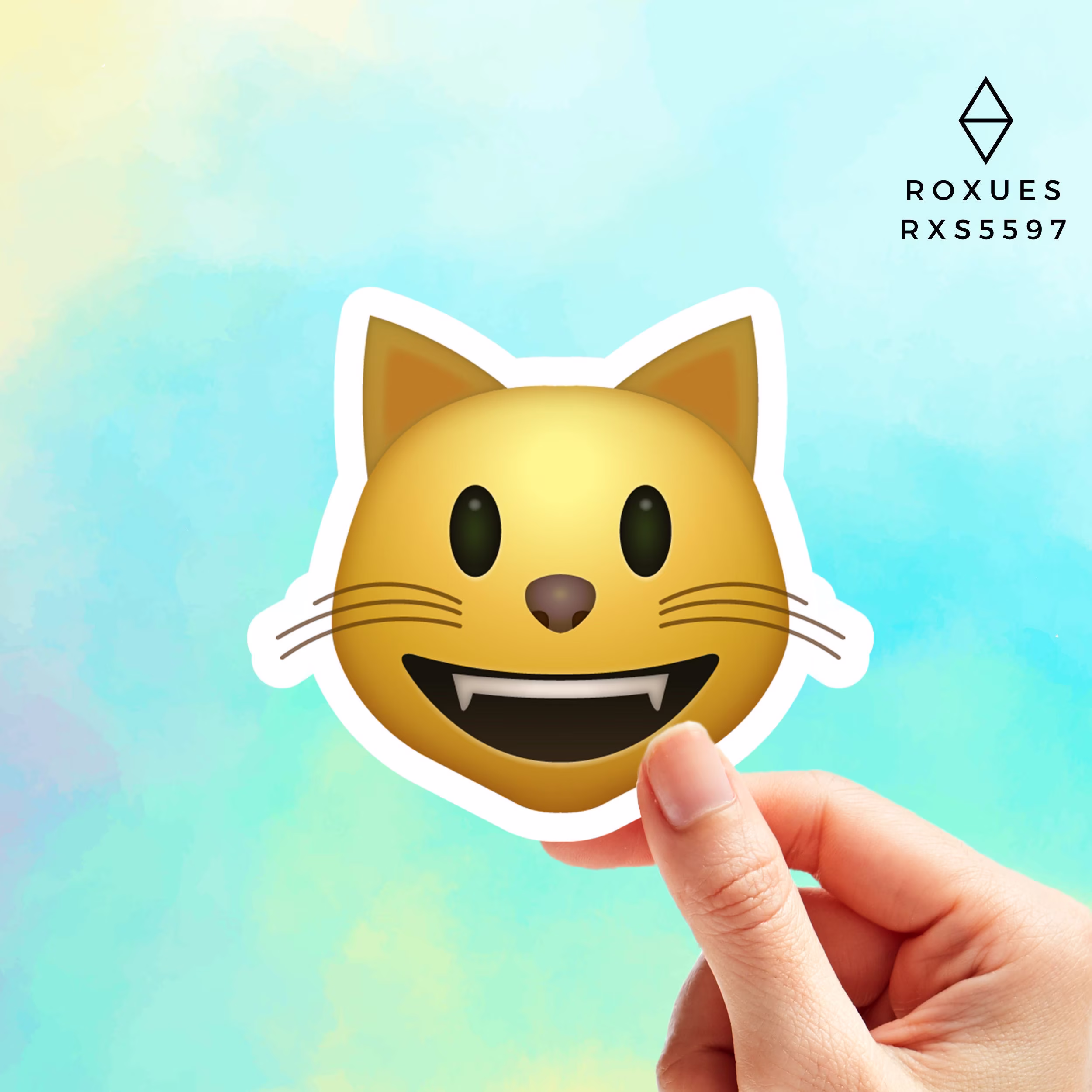 Smiling Cat Emoji Sticker, Faces, Cool Stickers, Whatsapp Emojis, Stickers For Laptop, Macbook Pro Waterbottle