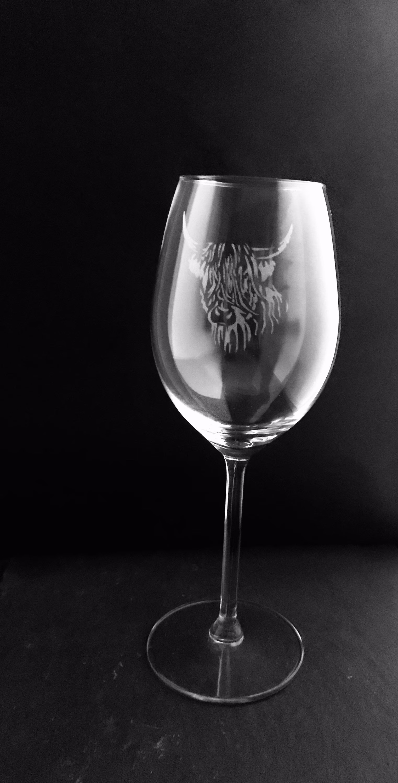 Highland Cow Engraved Stemmed Wine Glass Gift With Box