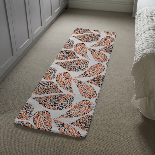 Lachance Leaf Droplets Designer Shaggy White/Orange Rug