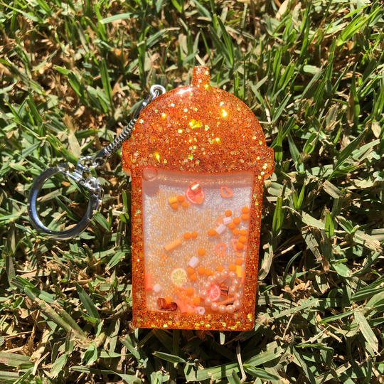 Orange Slushy Resin Shaker Keychain