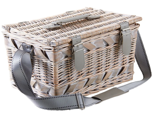 Bleached Wicker Picnic Basket