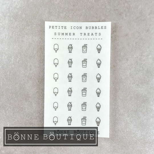 Summer Treats Petite Icon Bubbles Translucent Clear Matte Permanent Stickers