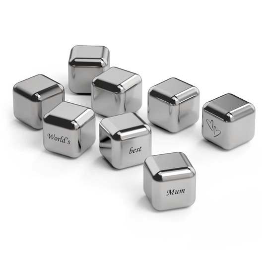 Set Of 8 Eco-Friendly Ice Cubes/Whisky Stones: World''s Best Mum Design