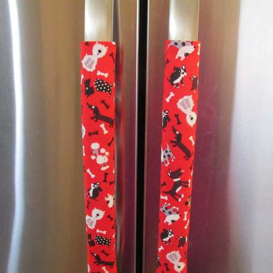Dog Refrigerator Handle Covers, Red Covers, Appliance Covers