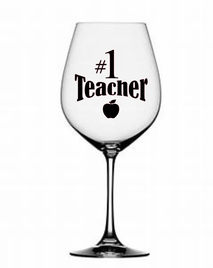 Number 1 Teacher Wine/Beer Glass Vinyl Transfers Decals X 2 - Glasses/Mugs/Bottles/Teacher Gifts/End Of School