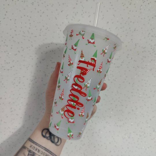 Christmas Cold Cup, Personalised Tumbler, Elf Gift, Reusable Christmas Cup