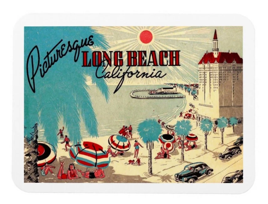 Picturesque Long Beach Ca, California Modern Vintage Style, Fridge Magnet