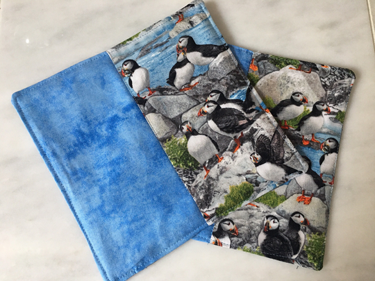 Puffin Coasters, Newfoundland Mug Rugs. Made in Nl, Canada. Set Of 2 . Wine Glass Coasters. 6 1/4