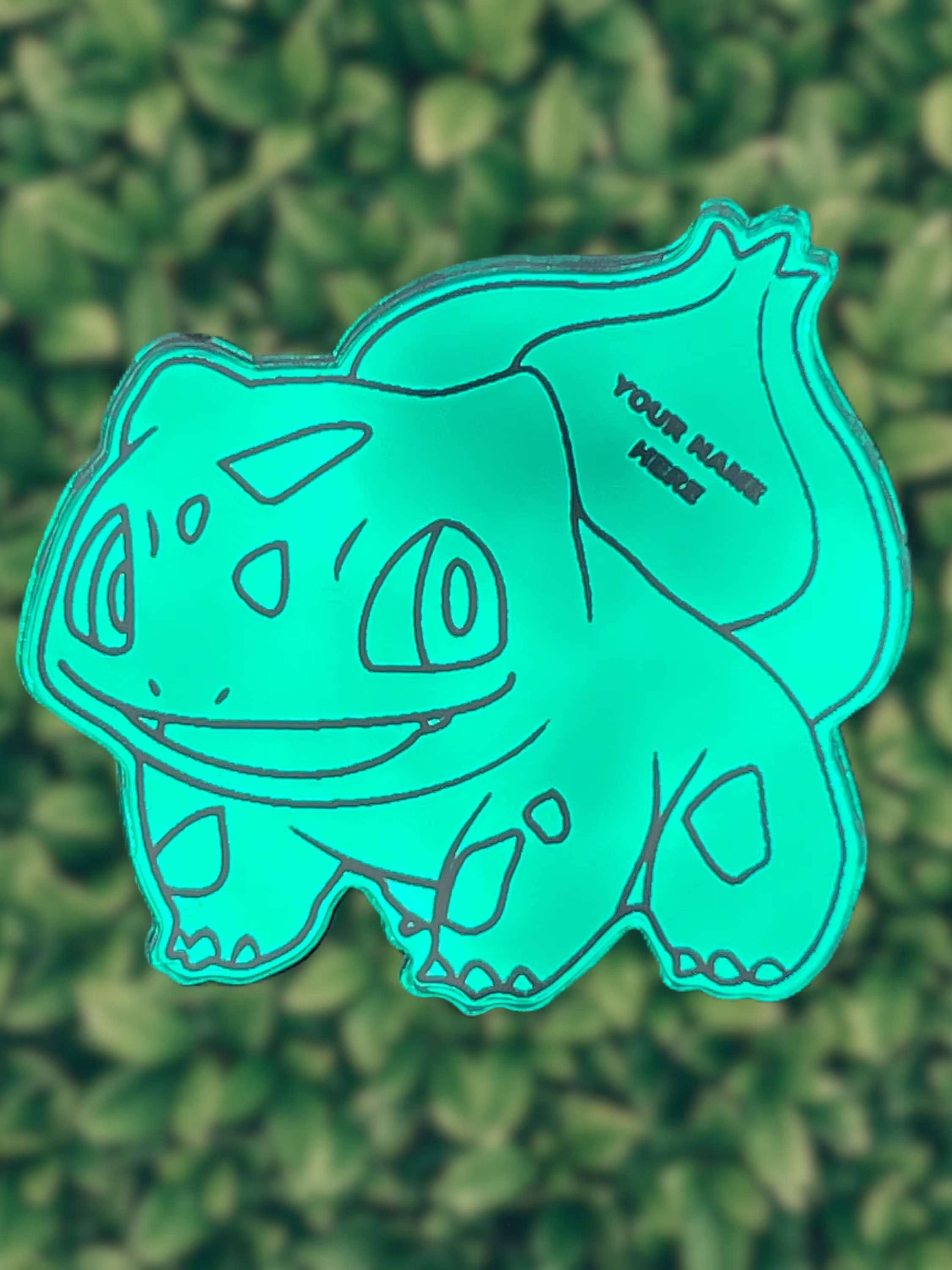 Poke Inspired Mirrored Laser Cut Acrylic Bulba Custom Personalized Popsocket Or Badge Reel Add Your Name