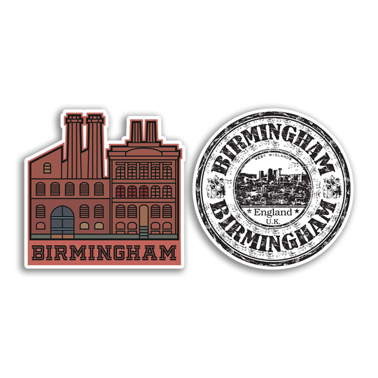 2 X 10cm Birmingham Vinyl Stickers - England United Kingdom Map Flag Holiday Travel Adventure Luggage Gift Kids Boys Girls Sticker #78559