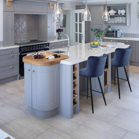 Gatsby Bar Stool Grey Velvet