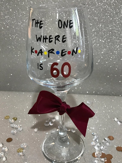 Personalised Wine Glass, Birthday Gift For Her, 60Th Gift, Glass 60Th, Friends Age Glass, Wine