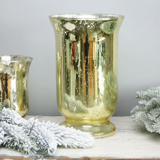 Medium Shiny Speckle Gold Champagne Glass Hurricane Vase Candle Holder Votive