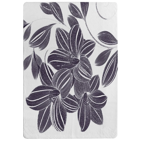 Peiffer Orchids Designer Shaggy White/Indigo Rug