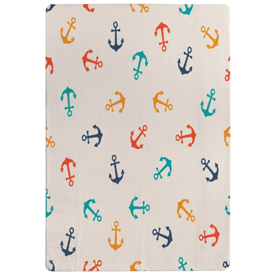 Ridley Anchors Shaggy White/Blue/Orange Rug