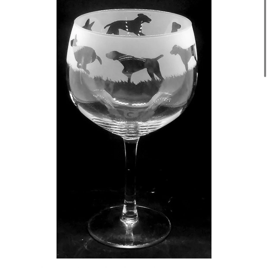 70Cl Glass Gin Balloon With German Shorthaired Pointer Frieze Design